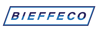 a blue and white bieffico logo on a white background