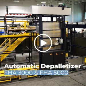 Watch Automatic Depalletizer for unloading glass, plastic, and metal containers