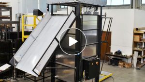 Depalletizer with chute into hopper